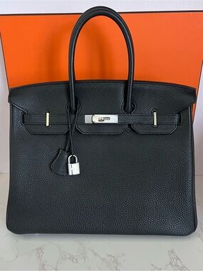 Hermes Black Birkin 35 in Noir Togo Leather With Palladium Hardware